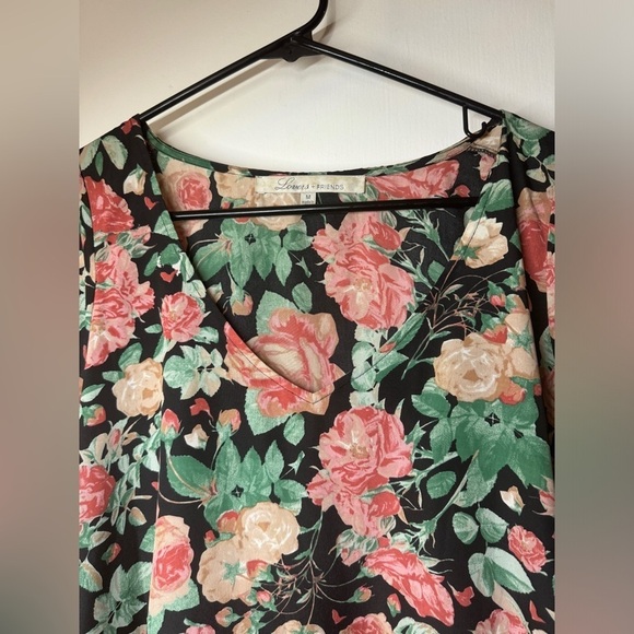 Lovers + Friends Black Pink Cream Rose Floral Cold Shoulder Mini Dress Size M - Picture 4 of 16